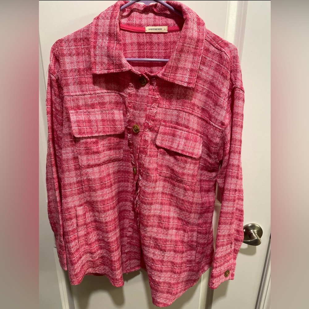 Pink Plaid Button-Up Shirt ANDTHEWHY L